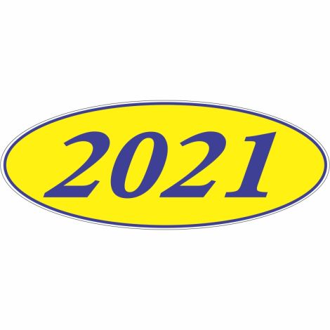 E-Z Oval Year Model Sign - 2021 - Blue/Yellow