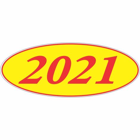 E-Z Oval Year Model Sign - 2021 - Red/Yellow