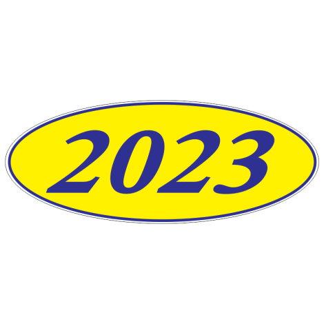 E-Z Oval Year Model Sign - 2023 - Blue/Yellow
