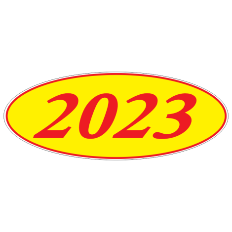 E-Z Oval Year Model Sign - 2023 - Red/Yellow