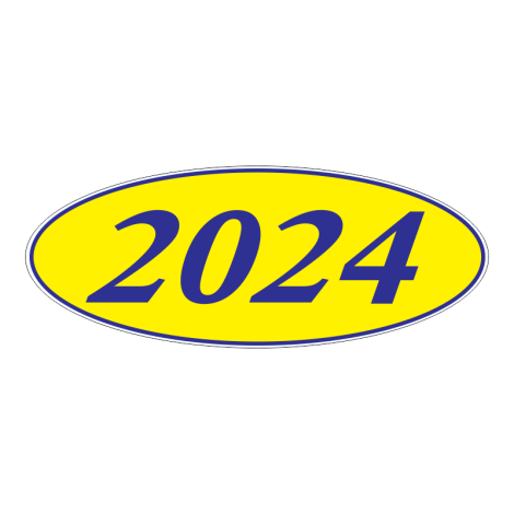 E-Z Oval Year Model Signs - 2024 - Blue & Yellow