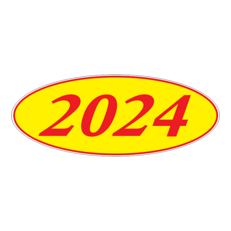 E-Z Oval Year Model Signs - 2024 - Red & Yellow