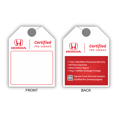HCUV Paper Rearview Mirror Tags