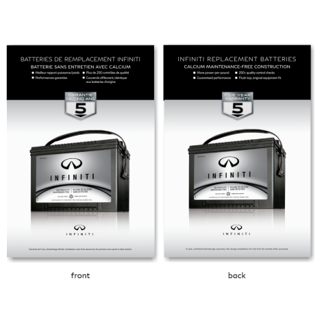 INFINITI Service Lane Tent Card - Replacement Batteries