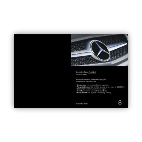 Mercedes-Benz Certified Presentation Folder, Custom Back Imprint ONLY
