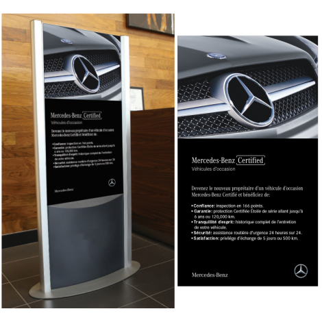 Affiche Double Face Certifié Mercedes-Benz Avec Support Sur Pied
