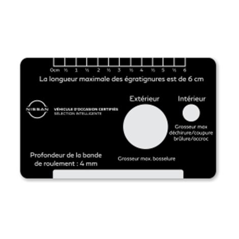 Carte de norme d'imperfections VOC Nissan