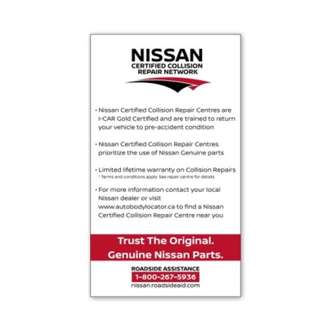 Nissan Collision & Repair Invoice Cards