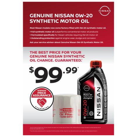 Nissan Service Lane Large Window Cling - Synthetic Motor Oil - CENTRAL AND EASTERN REGION ONLY