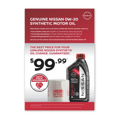 Nissan Service Lane Large Window Cling - Synthetic Motor Oil - AVAILABLE FOR PRAIRIES REGION ONLY