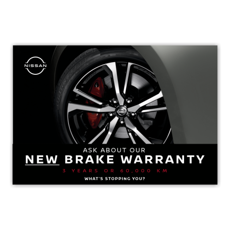 Nissan Service New Brake Warranty Window Cling (15" x 22")