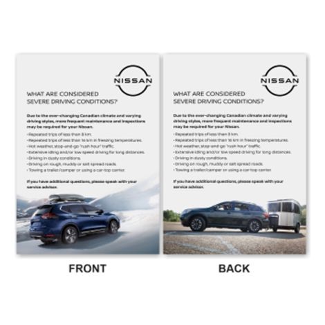 Nissan Severe Driving Tent Card Insert for Acrylic Display