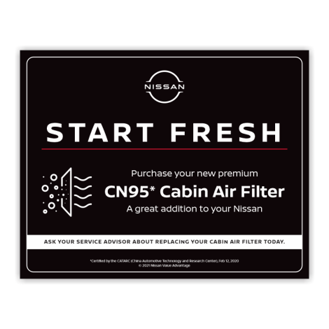 Nissan Service Cabin Air Filter Window Cling (10.75" x 8.5")