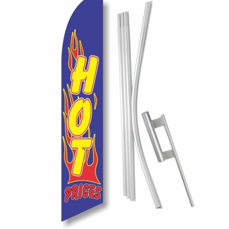 Swooper Flag - 'Hot Prices' with Ground Spike Kit