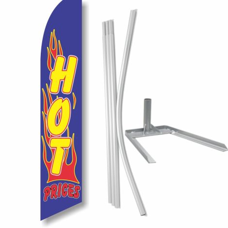 Swooper Flag - 'Hot Prices' with Under Tire Base Kit