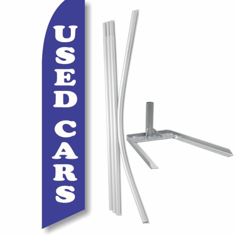 Swooper Flag - Used Cars (blue) with Under Tire Base Kit