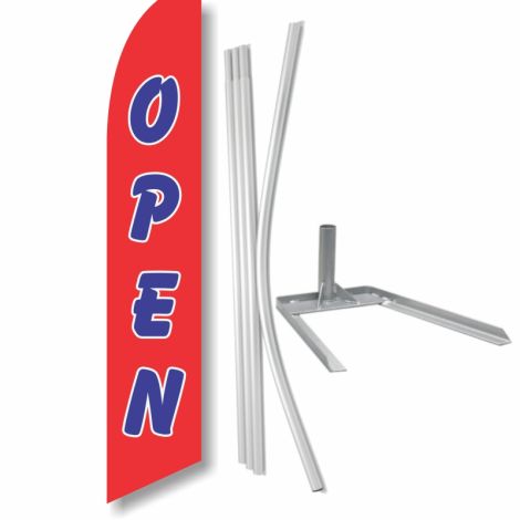 Swooper Flag - 'Open' with Under Tire Base Kit