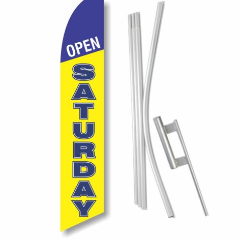 Swooper Flag - 'Open Saturday' with Ground Spike Kit