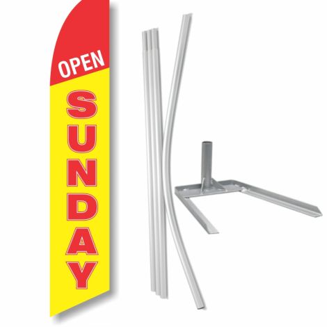 Swooper Flag - 'Open Sunday' with Under Tire Base Kit