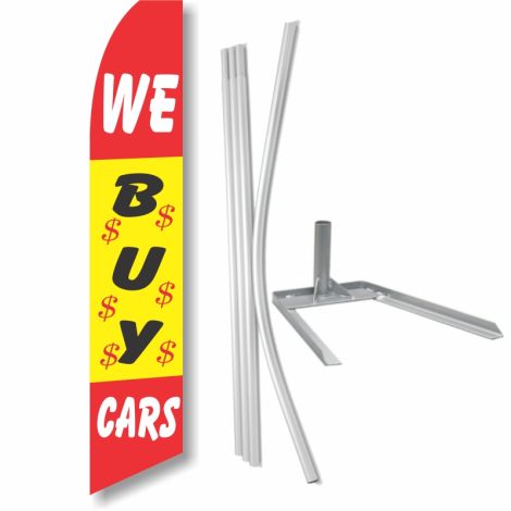 Swooper Flag with Tire Base (We Buy Cars)