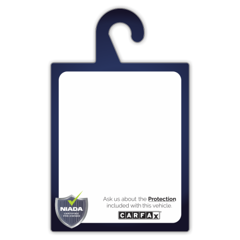 NIADA Certified Dry Erase Rear-View Mirror Tag - Carfax Advantage