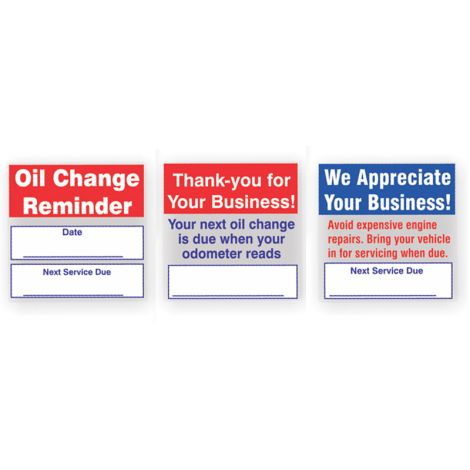 Oil Change Reminder Decal