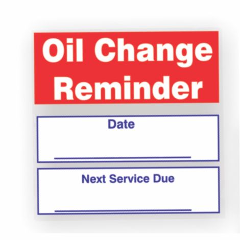 Stock Oil Change Reminder Decals - Oil Change Reminder