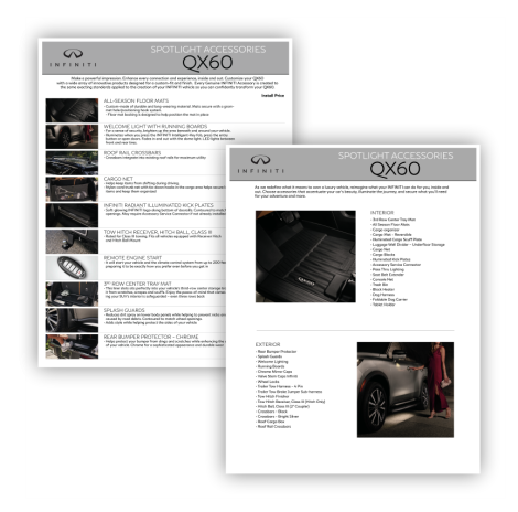 QX60 - Spotlight Accessory Sheets