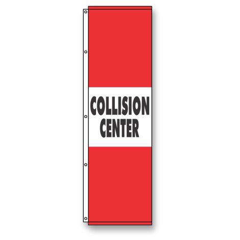 Collision Center Flag Red  4 1/2' x 14'