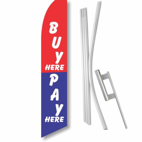 Swooper Flag - 'Buy Here Pay Here' with Ground Spike Kit