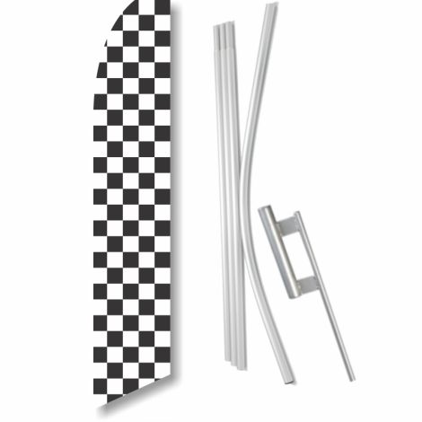 Swooper Flag - Checkered (white) with Ground Spike Kit
