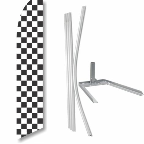Swooper Flag - Checkered (white) with Under Tire Base Kit