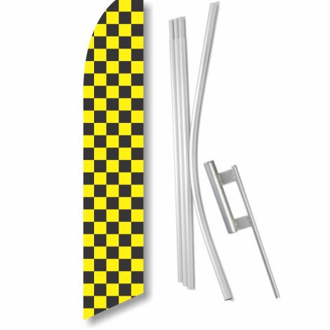 Swooper Flag - Checkered (yellow) with Ground Spike Kit