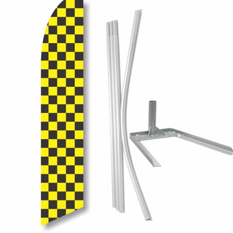 Swooper Flag - Checkered (yellow) with Under Tire Base Kit