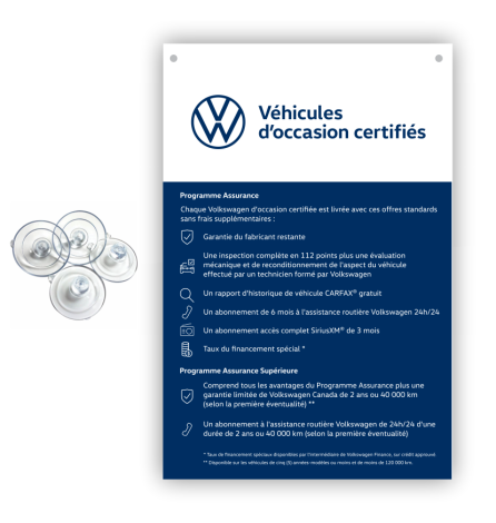 Affiche imprimé des deux côtés Volkswagen certifiés 32 po x 48 po