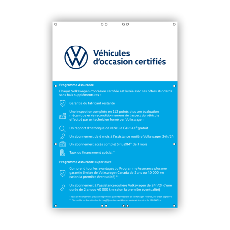 Affiches en coroplast pour poteaux Volkswagen certifiés