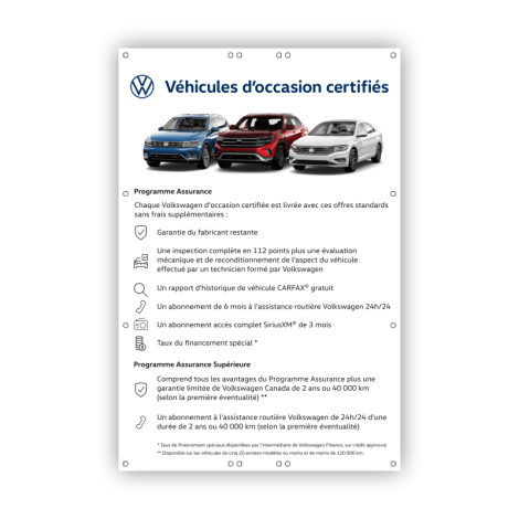 Affiches en coroplast pour poteaux Volkswagen certifiés