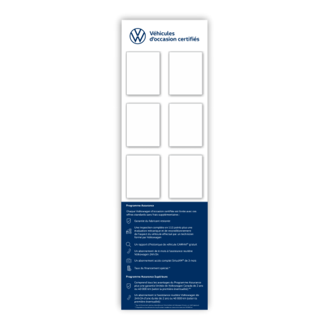 Enseigne pour salle d'exposition Volkswagen certifiés