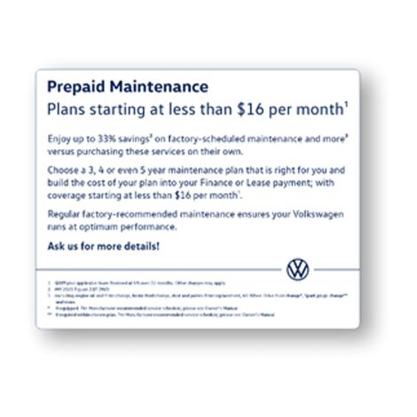 Volkswagen Prepaid Maintenance Magic Cling Reusable Decals