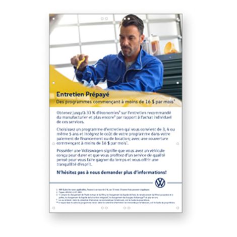 Affiches en coroplast pour poteaux Entretien Prépayé Volkswagen 1