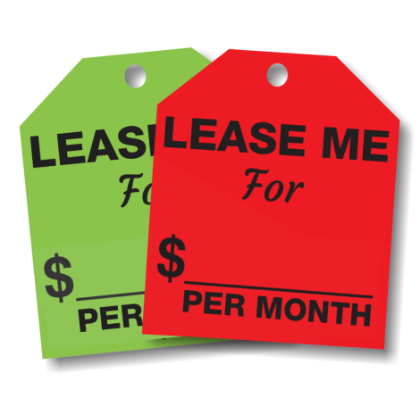 Lease Me For $ Per Month - Fluorescent Red or Green Rear-View Mirror Tags 