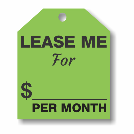 Lease Me For $ Per Month - Fluorescent Green Rear-View Mirror Tags 