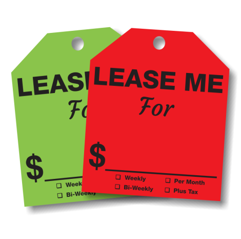 Lease Me For $ - Fluorescent Red or Green Rear-View Mirror Tags 