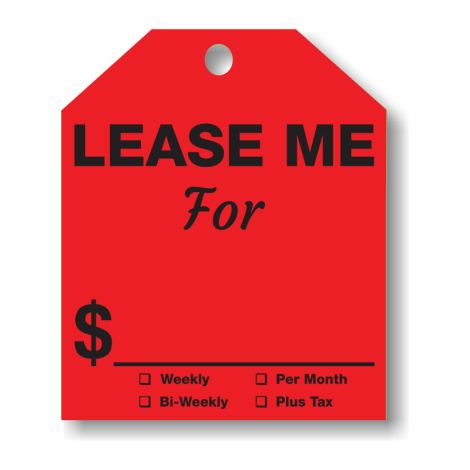 Lease Me For $ - Fluorescent Red Rear-View Mirror Tags 
