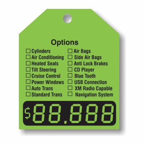 Options Price - Fluorescent Green Rear-View Mirror Tags