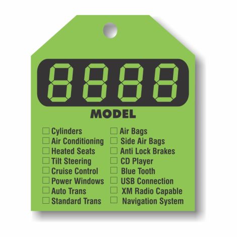 Model with Options - Fluorescent Green Rear-View Mirror Tags