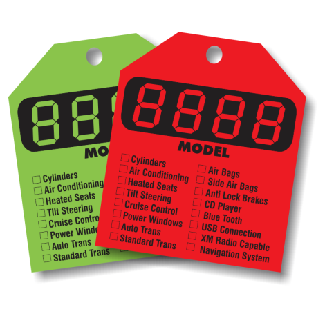 Model with Options - Fluorescent Red or Green Rear-View Mirror Tags