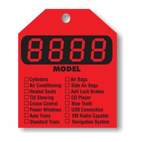 Model with Options - Fluorescent Red Rear-View Mirror Tags