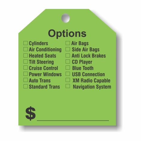 Options $ - Fluorescent Green Rear-View Mirror Tags
