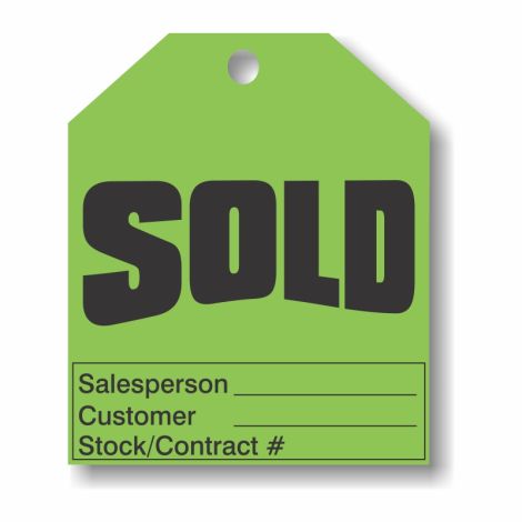 Sold Info - Fluorescent Green Rear-View Mirror Tags